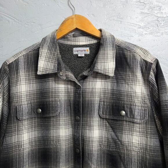 Carhartt Boy's Flannel Button Up Plaid Jacket Size 20 XXL - Picture 3 of 9